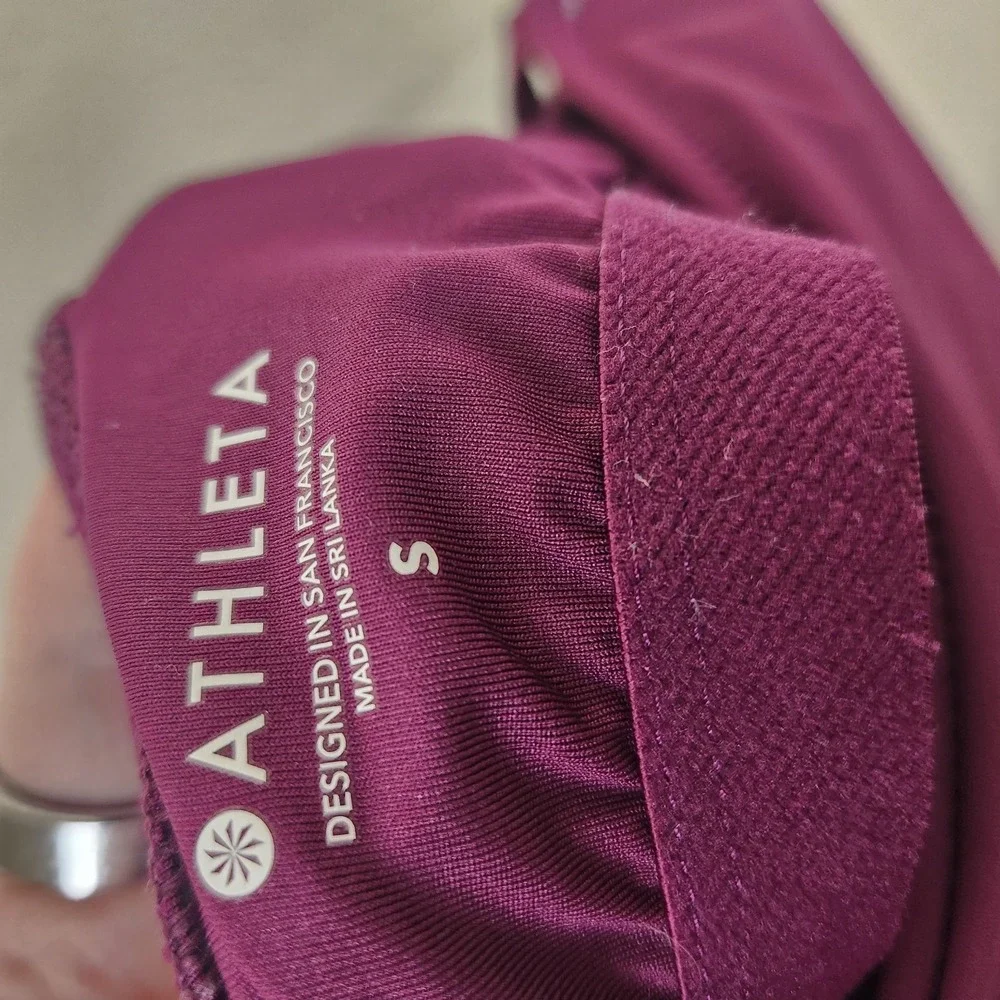 Athleta Swimsuit Womens Small Plum One Piece Ruched Adjustable Straps Side Tie‎ - Picture 3 of 12